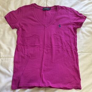 Ralph Lauren Magenta V-Neck Tee